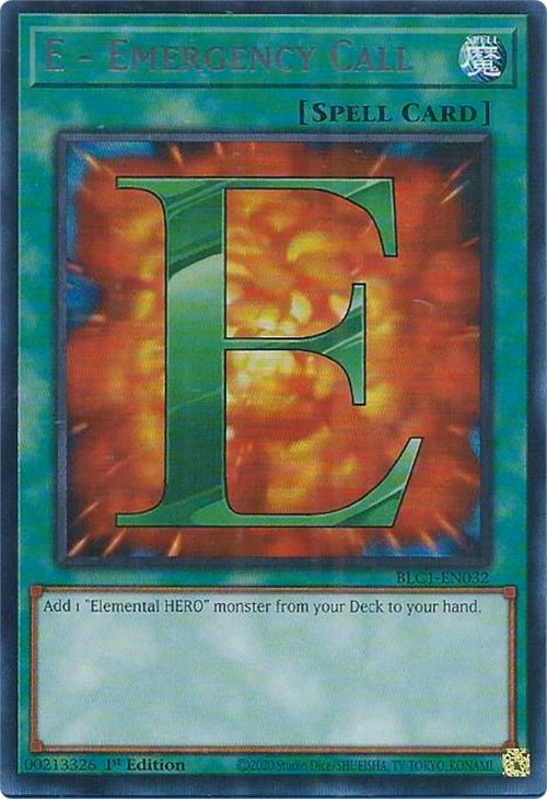 E - Emergency Call (Silver) [BLC1-EN032] Ultra Rare | Amazing Games TCG