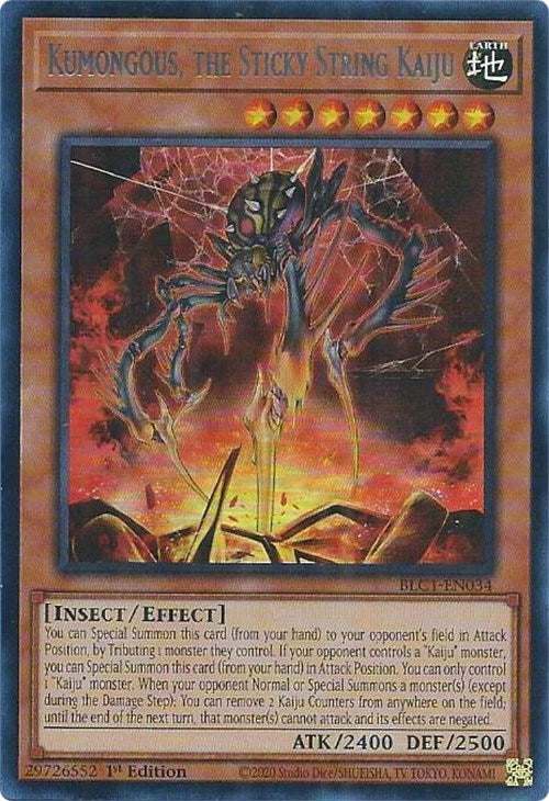 Kumongous, the Sticky String Kaiju (Silver) [BLC1-EN034] Ultra Rare | Amazing Games TCG