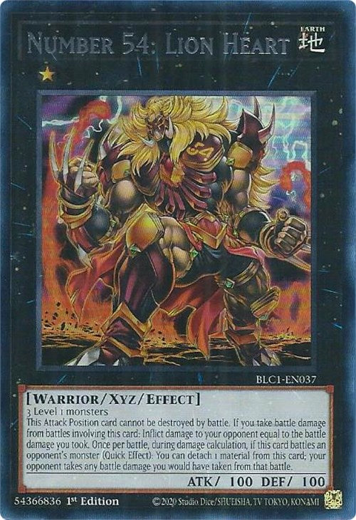 Number 54: Lion Heart (Silver) [BLC1-EN037] Ultra Rare | Amazing Games TCG