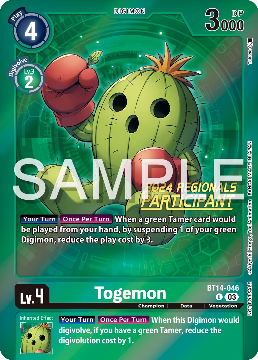 Togemon [BT14-046] (2024 Regionals Participant) [Blast Ace Promos] | Amazing Games TCG