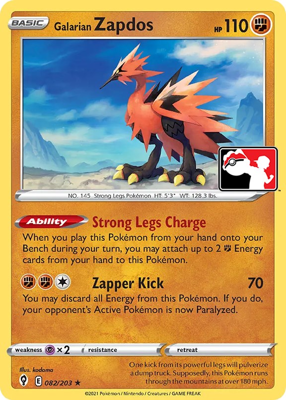 Galarian Zapdos (082/203) [Prize Pack Series One] | Amazing Games TCG