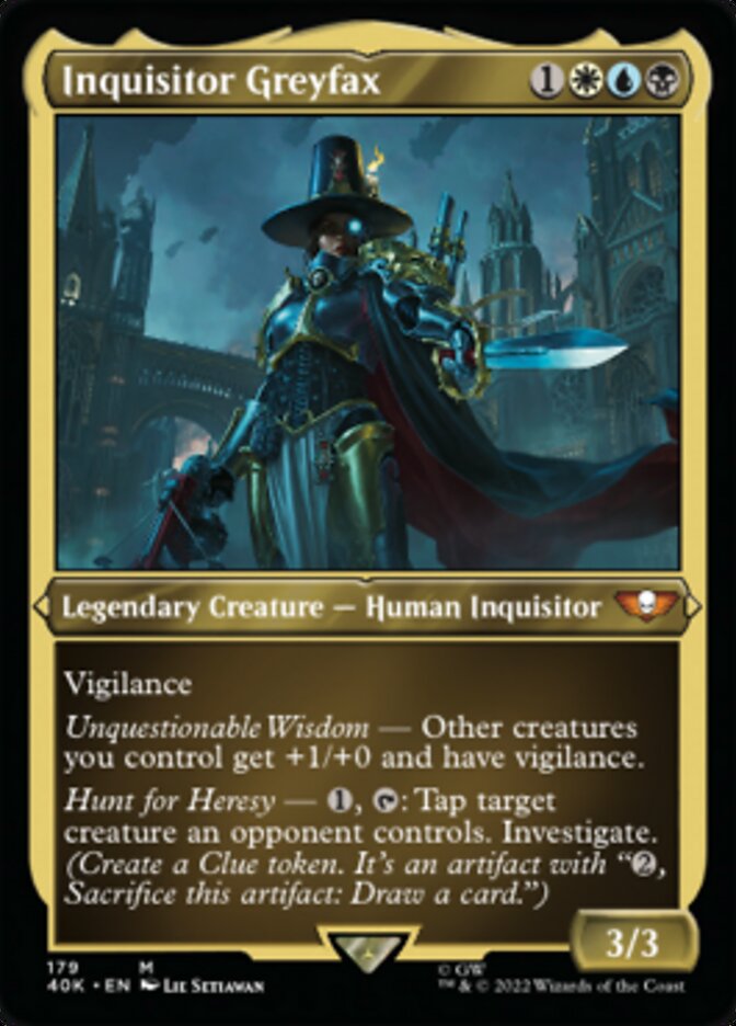 Inquisitor Greyfax (Display Commander) (Surge Foil) [Universes Beyond: Warhammer 40,000] | Amazing Games TCG