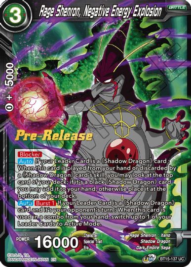 Rage Shenron, Negative Energy Explosion (BT15-137) [Saiyan Showdown Prerelease Promos] | Amazing Games TCG