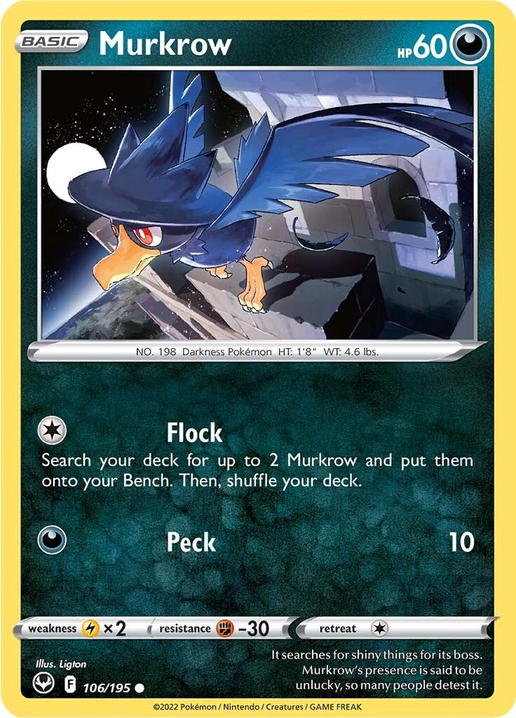 Murkrow (106/195) [Sword & Shield: Silver Tempest] | Amazing Games TCG