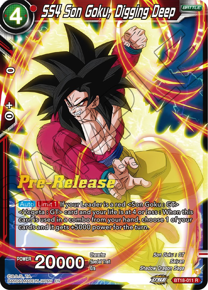 SS4 Son Goku, Digging Deep (BT18-011) [Dawn of the Z-Legends Prerelease Promos] | Amazing Games TCG