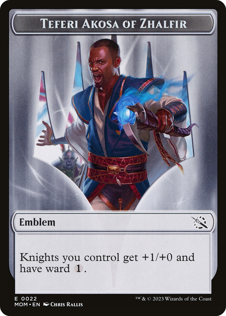 Treasure (21) // Teferi Akosa of Zhalfir Emblem Double-Sided Token [March of the Machine Tokens] | Amazing Games TCG