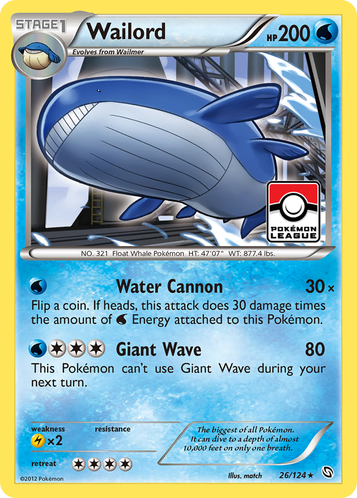 Wailord (26/124) [Black & White: Dragons Exalted] | Amazing Games TCG