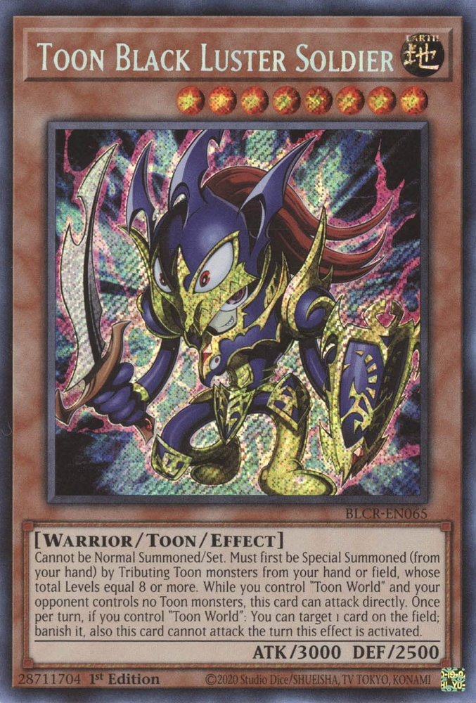 Toon Black Luster Soldier [BLCR-EN065] Secret Rare | Amazing Games TCG