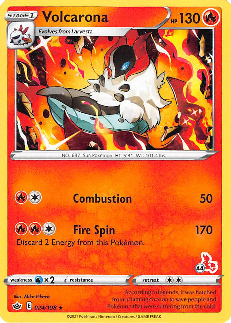 Volcarona (24/198) (Cinderace Stamp #44) [Battle Academy 2022] | Amazing Games TCG