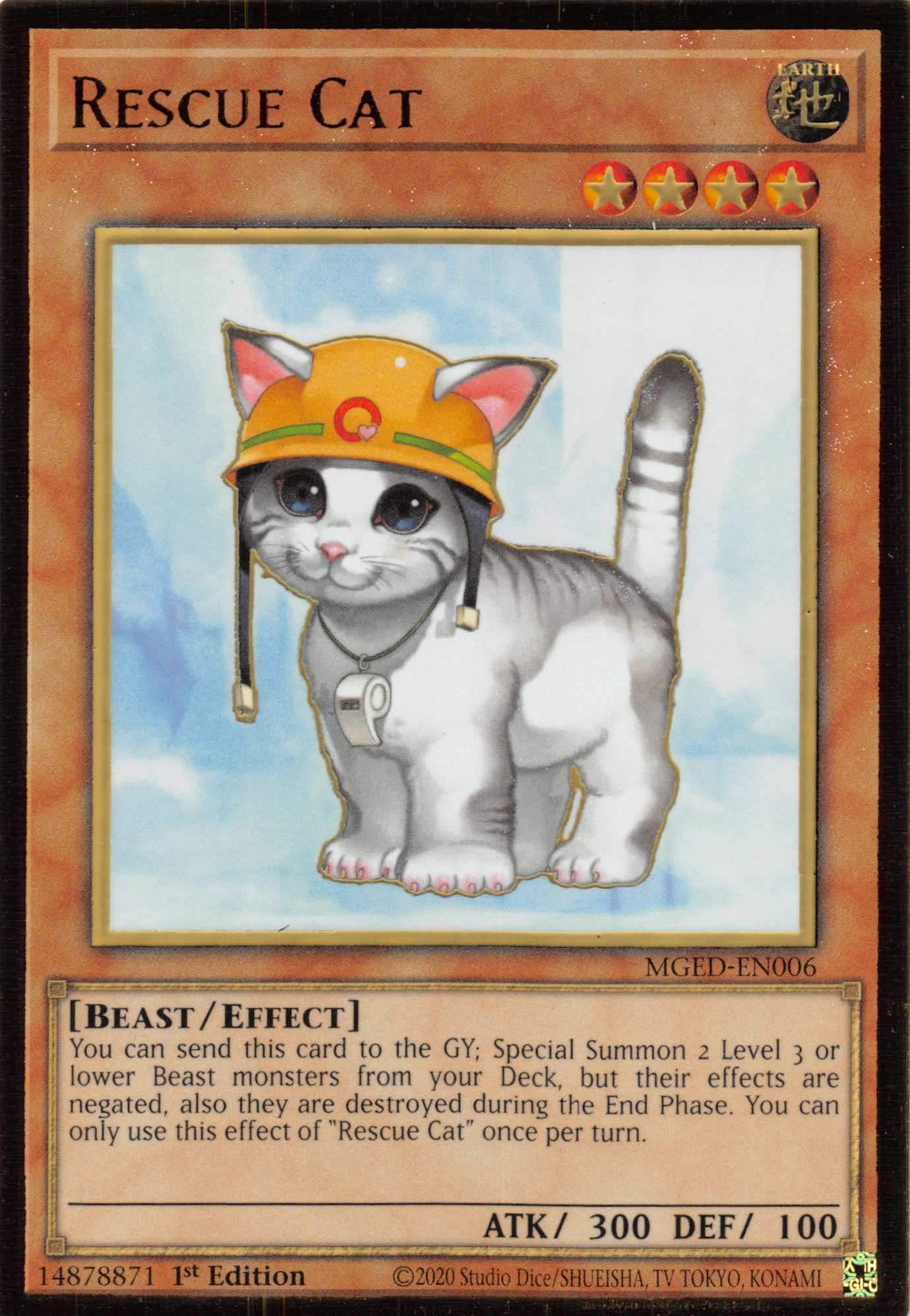 Rescue Cat [MGED-EN006] Gold Rare | Amazing Games TCG