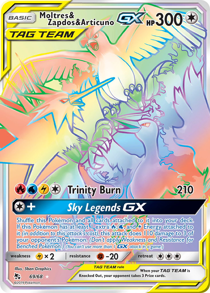 Moltres & Zapdos & Articuno GX (69/68) [Sun & Moon: Hidden Fates] | Amazing Games TCG