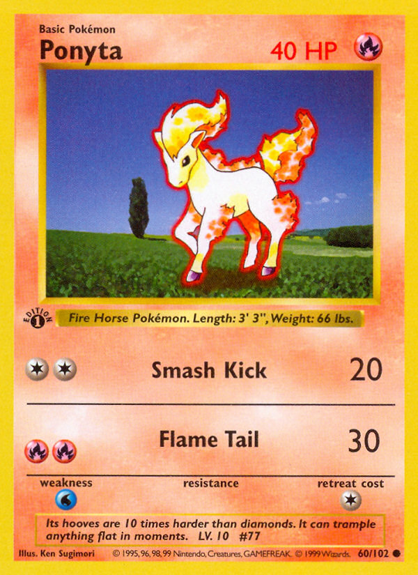 Ponyta (60/102) (Shadowless) [Base Set 1st Edition] | Amazing Games TCG