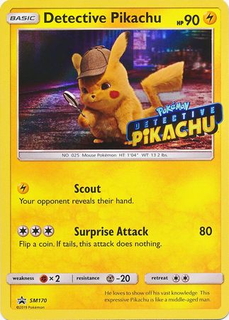 Detective Pikachu (SM170) (Detective Pikachu Stamped) [Sun & Moon: Black Star Promos] | Amazing Games TCG