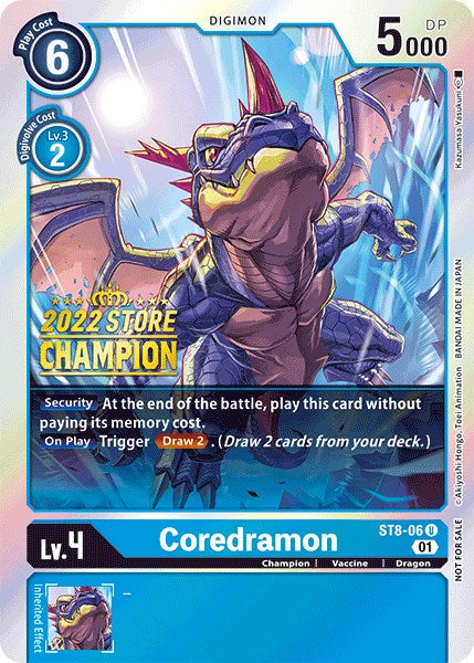 Coredramon [ST8-06] (2022 Store Champion) [Starter Deck: Ulforce Veedramon Promos] | Amazing Games TCG