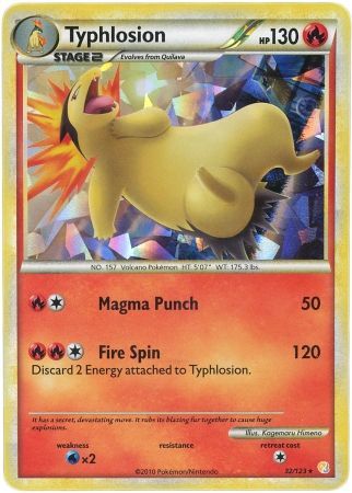 Typhlosion (32/123) (Cracked Ice Holo) [HeartGold & SoulSilver: Base Set] | Amazing Games TCG