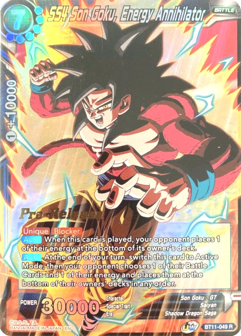 SS4 Son Goku, Energy Annihilator (BT11-049) [Vermilion Bloodline Prerelease Promos] | Amazing Games TCG