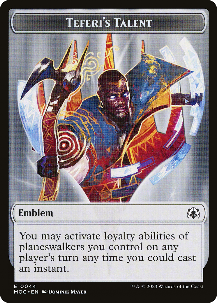 First Mate Ragavan // Teferi's Talent Emblem Double-Sided Token [March of the Machine Commander Tokens] | Amazing Games TCG