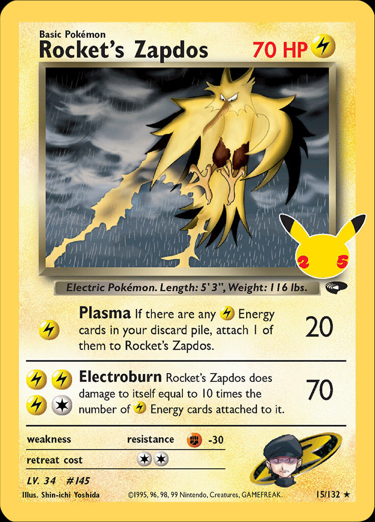 Rocket's Zapdos (15/132) [Celebrations: 25th Anniversary - Classic Collection] | Amazing Games TCG