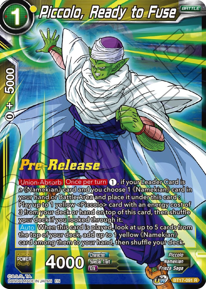 Piccolo, Ready to Fuse (BT17-091) [Ultimate Squad Prerelease Promos] | Amazing Games TCG