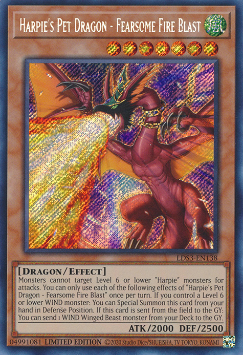 Harpie's Pet Dragon - Fearsome Fire Blast [LDS3-EN138] Secret Rare | Amazing Games TCG