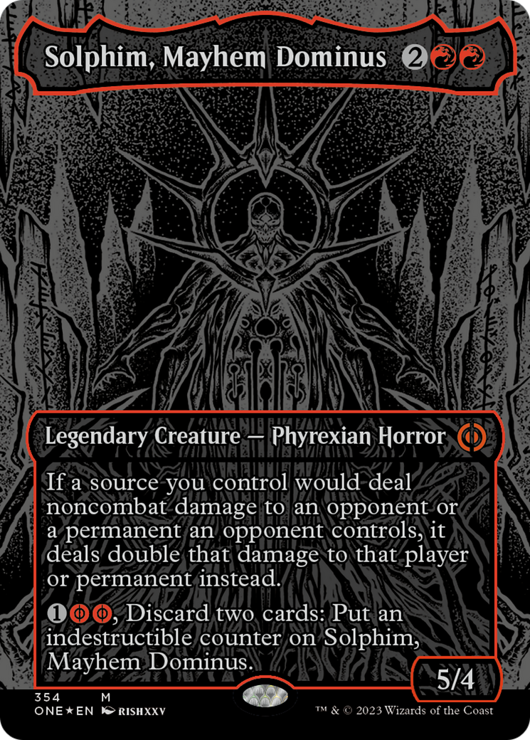 Solphim, Mayhem Dominus (Oil Slick Raised Foil) [Phyrexia: All Will Be One] | Amazing Games TCG