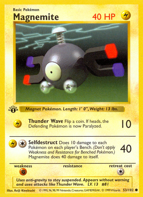 Magnemite (53/102) (Shadowless) [Base Set 1st Edition] | Amazing Games TCG