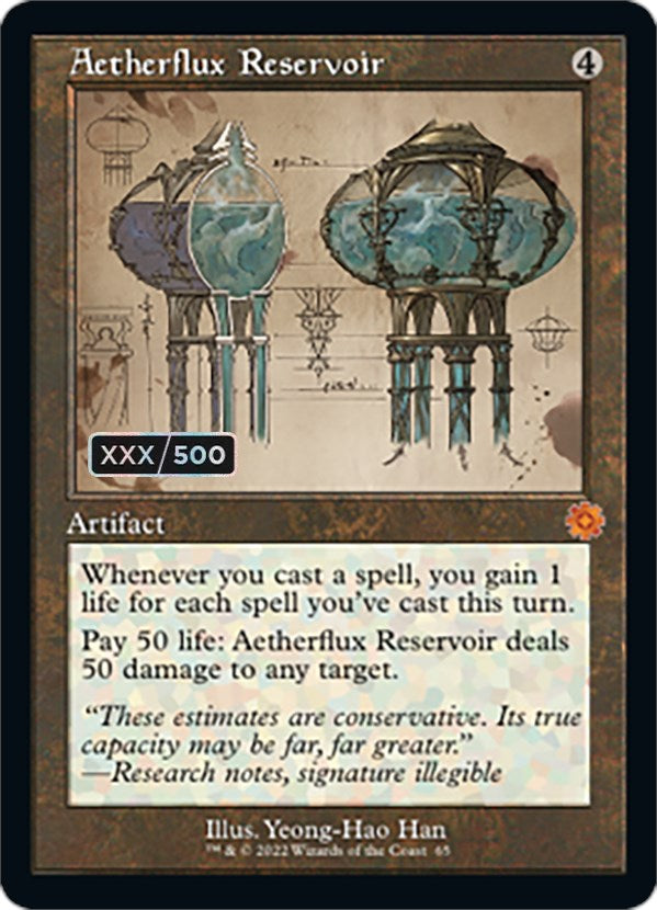 Aetherflux Reservoir (Retro Schematic) (Serial Numbered) [The Brothers' War Retro Artifacts] | Amazing Games TCG