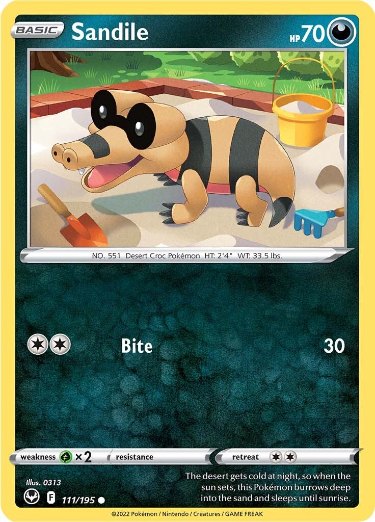 Sandile (111/195) [Sword & Shield: Silver Tempest] | Amazing Games TCG