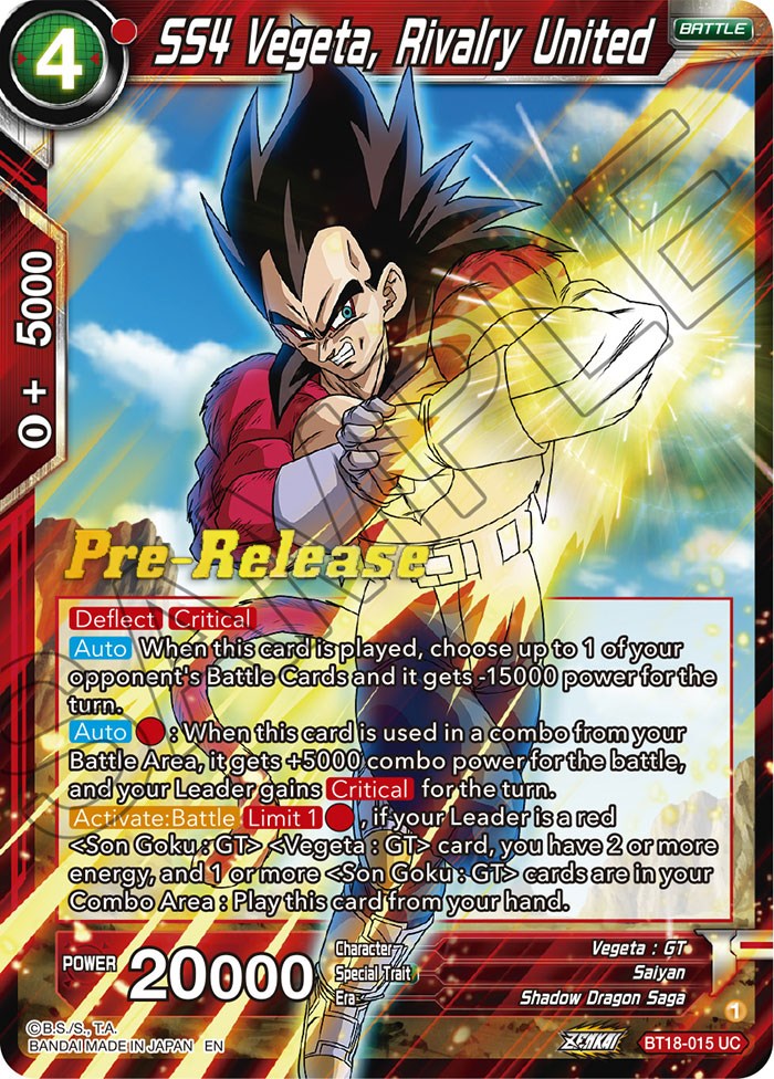 SS4 Vegeta, Rivalry United (BT18-015) [Dawn of the Z-Legends Prerelease Promos] | Amazing Games TCG