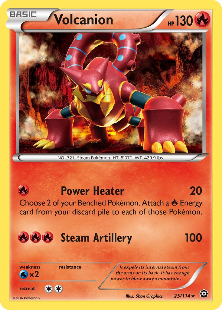 Volcanion (25/114) (Cracked Ice Holo) (Theme Deck Exclusive) [XY: Steam Siege] | Amazing Games TCG