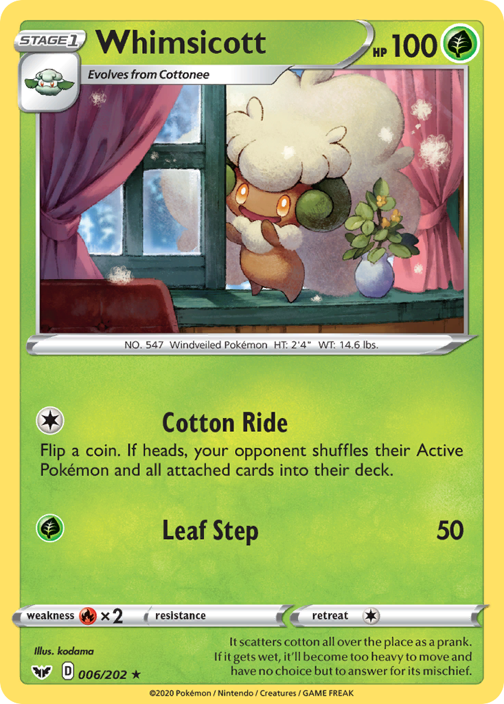 Whimsicott (006/202) [Sword & Shield: Base Set] | Amazing Games TCG