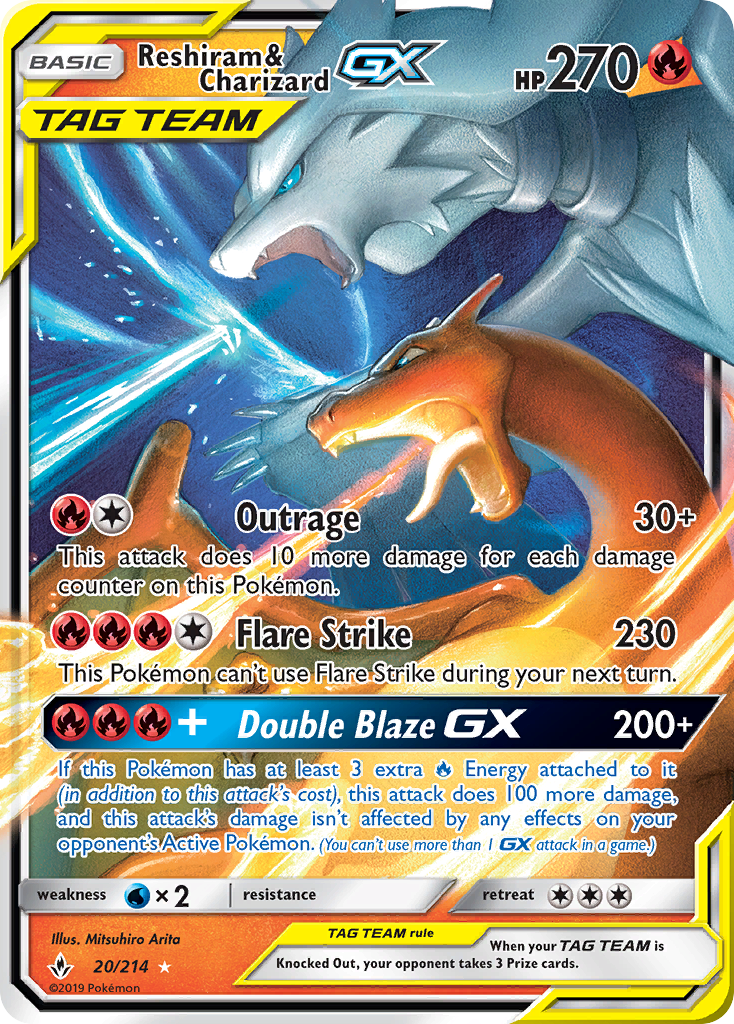 Reshiram & Charizard GX (20/214) [Sun & Moon: Unbroken Bonds] | Amazing Games TCG