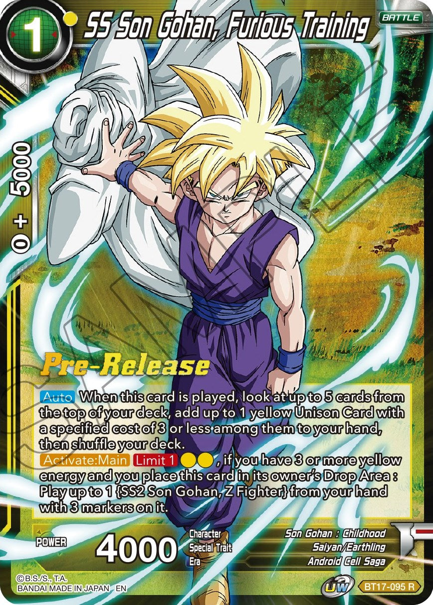 SS Son Gohan, Furious Training (BT17-095) [Ultimate Squad Prerelease Promos] | Amazing Games TCG