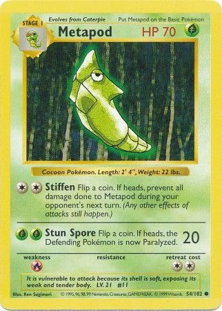 Metapod (54/102) [Base Set Shadowless Unlimited] | Amazing Games TCG