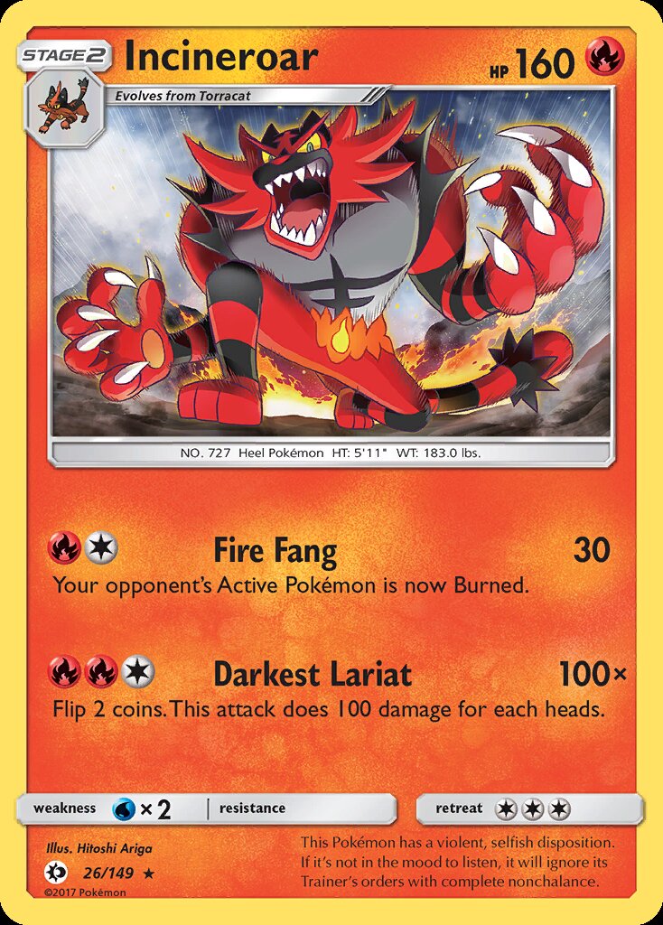 Incineroar (26/149) (Theme Deck Exclusive) [Sun & Moon: Base Set] | Amazing Games TCG