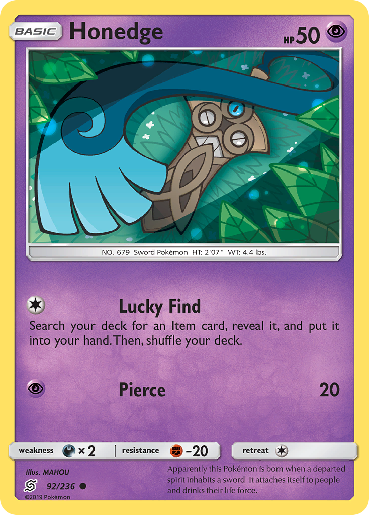 Honedge (92/236) [Sun & Moon: Unified Minds] | Amazing Games TCG