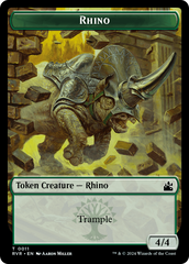 Elf Knight // Rhino Double-Sided Token [Ravnica Remastered Tokens] | Amazing Games TCG