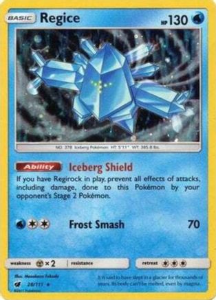 Regice (28/111) (Cosmos Holo) [Sun & Moon: Crimson Invasion] | Amazing Games TCG