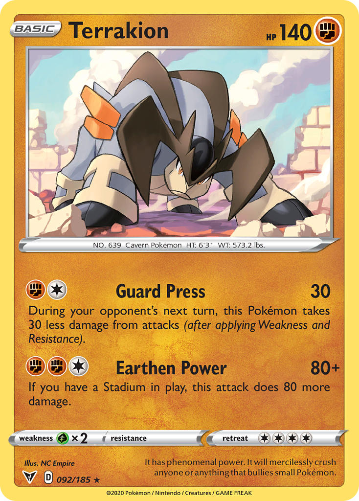 Terrakion (092/185) [Sword & Shield: Vivid Voltage] | Amazing Games TCG