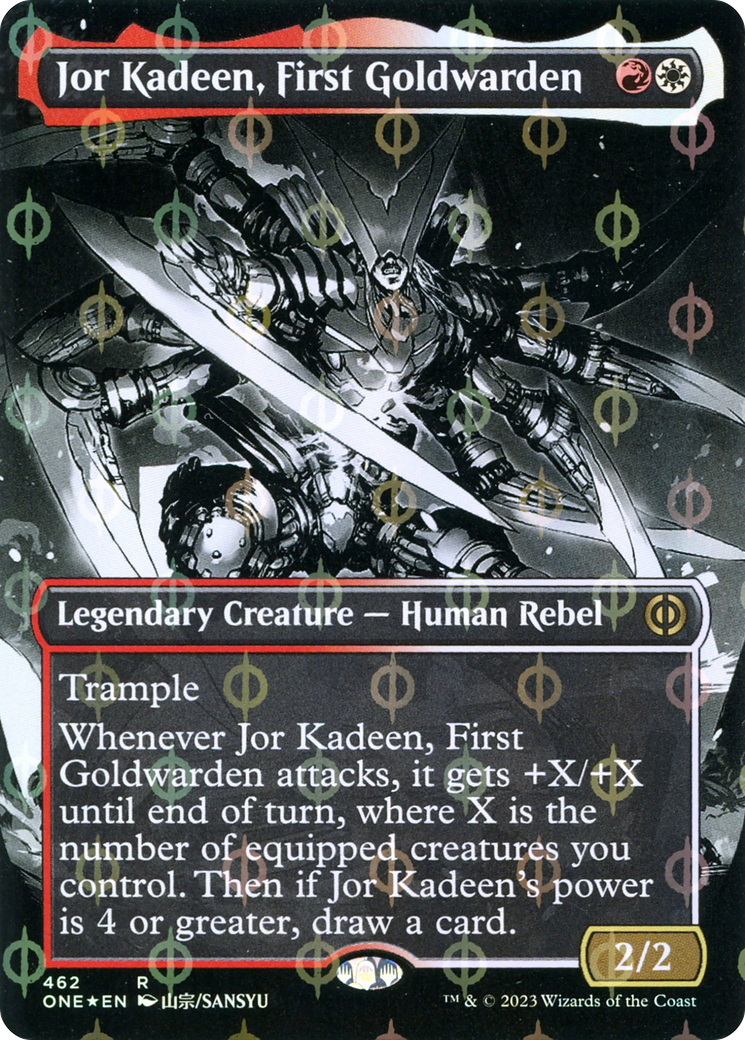 Jor Kadeen, First Goldwarden (Borderless Manga Step-and-Compleat Foil) [Phyrexia: All Will Be One] | Amazing Games TCG