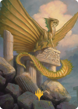 Ancient Gold Dragon Art Card (05) (Gold-Stamped Signature) [Commander Legends: Battle for Baldur's Gate Art Series] | Amazing Games TCG