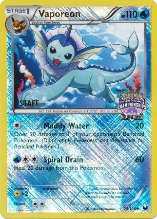 Vaporeon (25/108) (State Province Championship 2013 Promo Staff) [Black & White: Dark Explorers] | Amazing Games TCG