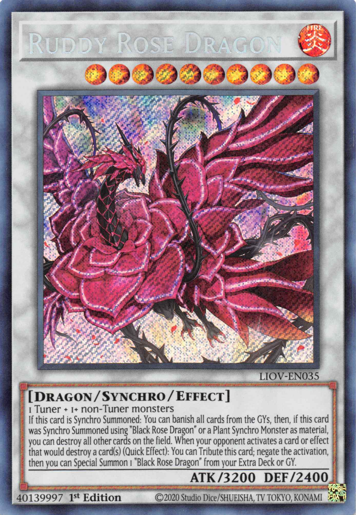 Ruddy Rose Dragon [LIOV-EN035] Secret Rare | Amazing Games TCG