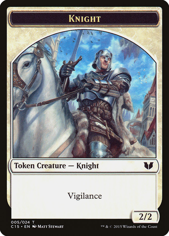 Gold // Knight (005) Double-Sided Token [Commander 2015 Tokens] | Amazing Games TCG