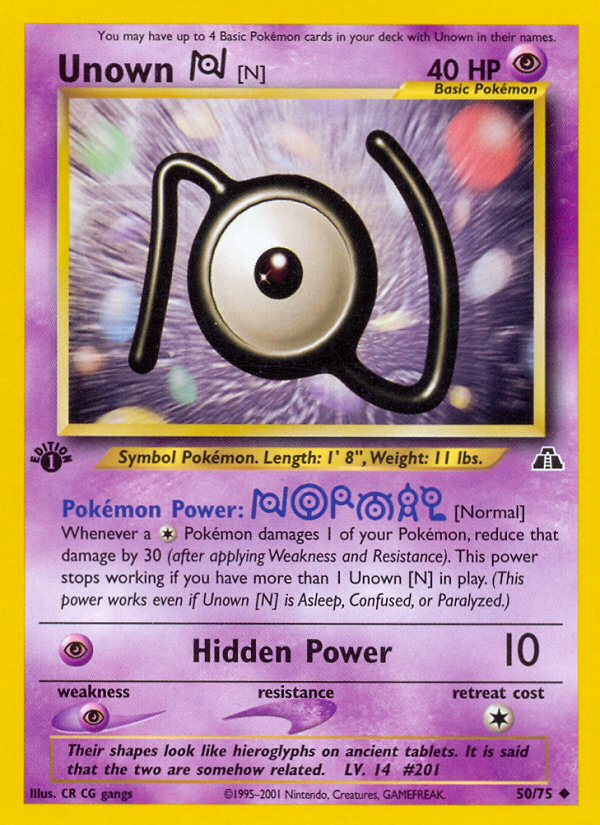 Unown [N] (50/75) [Neo Discovery 1st Edition] | Amazing Games TCG