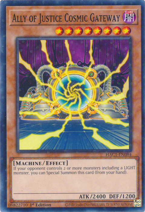 Ally of Justice Cosmic Gateway (Duel Terminal) [HAC1-EN084] Parallel Rare | Amazing Games TCG