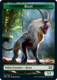 Beast // Saproling Double-sided Token [Double Masters Tokens] | Amazing Games TCG