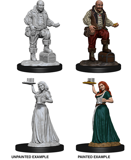 Pathfinder Deep Cuts Unpainted Miniatures: Merchants (Serving Girl/Merchant) | Amazing Games TCG