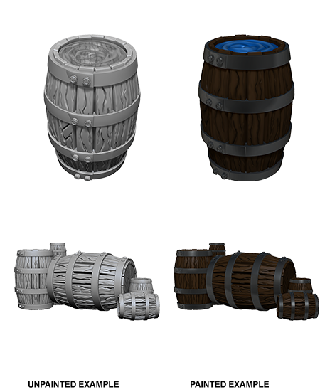 WizKids Deep Cuts Unpainted Miniatures: Barrels & Pile of Barrels | Amazing Games TCG