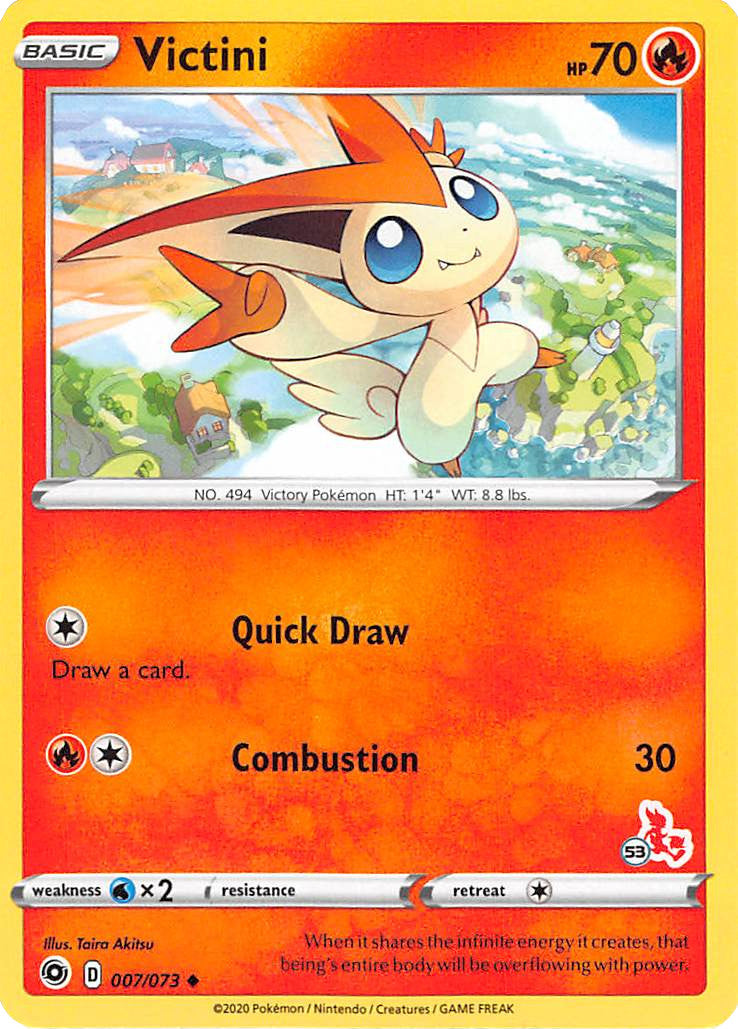 Victini (007/073) (Cinderace Stamp #53) [Battle Academy 2022] | Amazing Games TCG